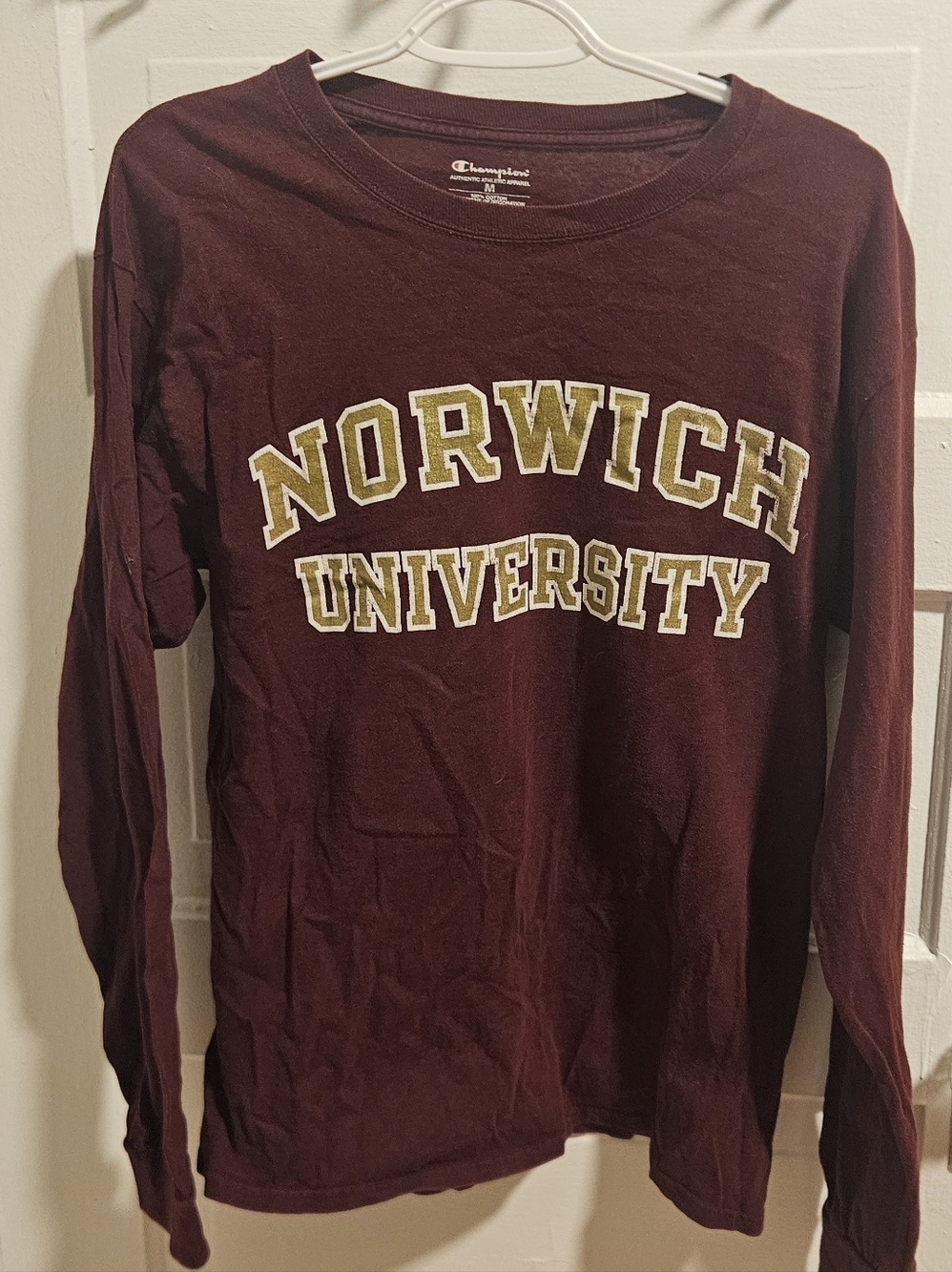 Champion Maroon Norwich University Long Sleeve Shirt